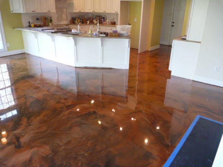 Metallic epoxy kitchen floor